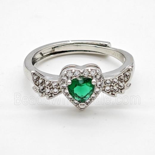 Copper Ring Pave Zircon Bead, Platinum Plated