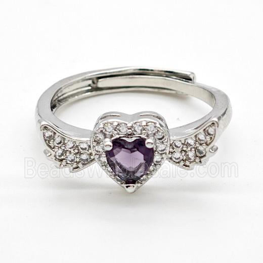Copper Ring Pave Zircon Bead, Platinum Plated