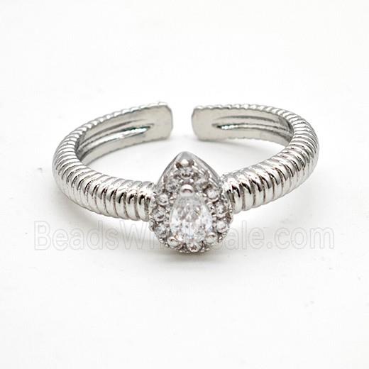 Copper Ring Pave Zircon Bead, Platinum Plated