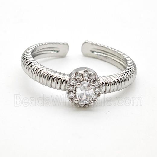 Copper Ring Pave Zircon Bead, Platinum Plated