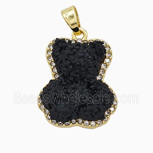 Copper Pendant Pave Zircon and Resin Bead, Gold Plated