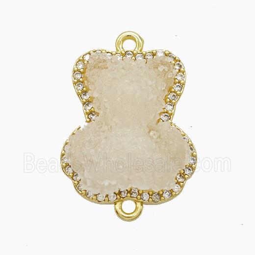 Copper Connector Pave Zircon and Resin Bead, Gold Plated