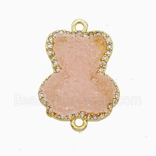 Copper Connector Pave Zircon and Resin Bead, Gold Plated