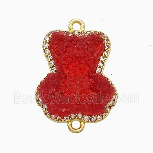 Copper Connector Pave Zircon and Resin Bead, Gold Plated