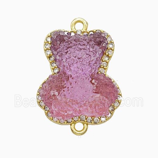 Copper Connector Pave Zircon and Resin Bead, Gold Plated
