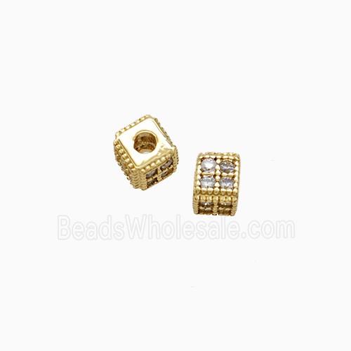 Copper Bead Pave Zircon, Gold Plated