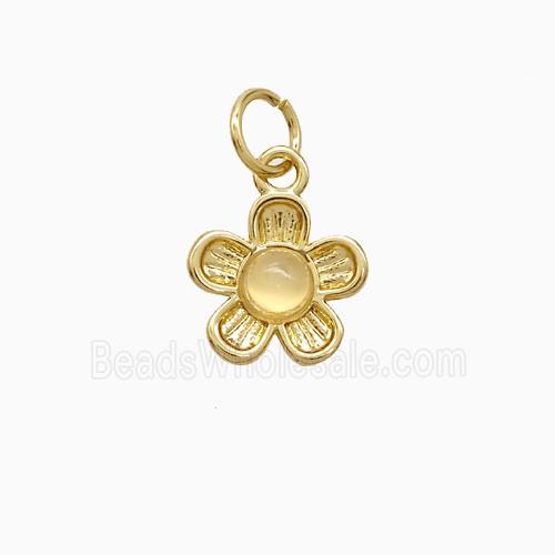 Copper Pendant Pave Zircon, Gold Plated