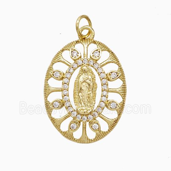 Copper Pendant Pave Zircon, Gold Plated