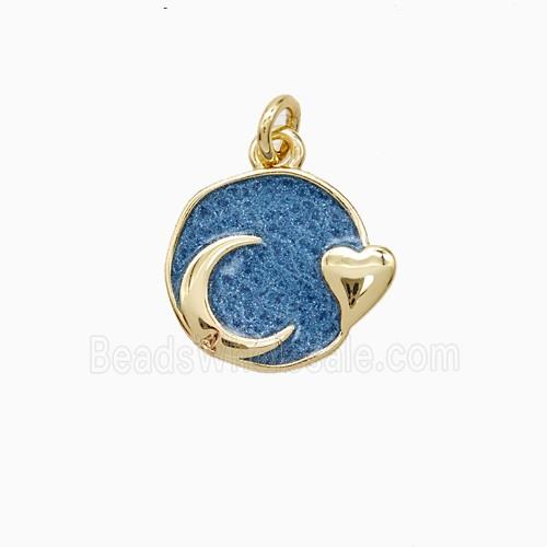 Enamel Copper Pendant Pave Zircon, Gold Plated