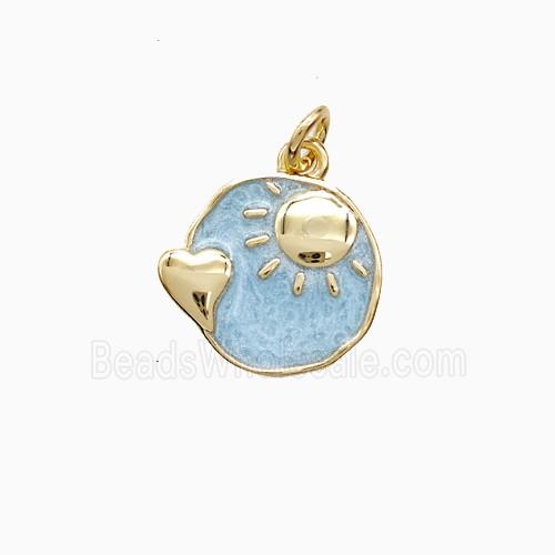 Enamel Copper Pendant Pave Zircon, Gold Plated