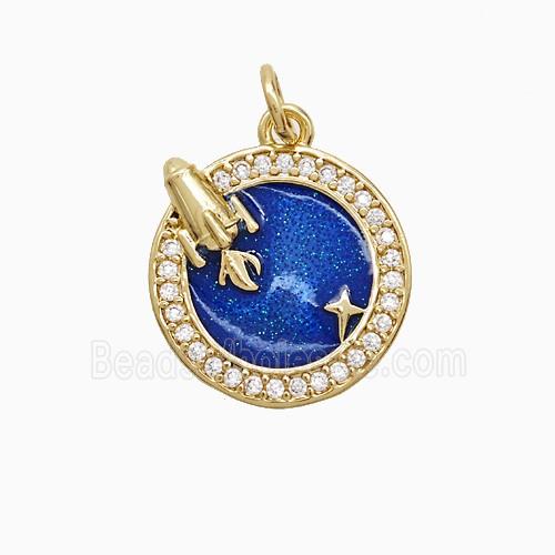 Enamel Copper Pendant, Gold Plated