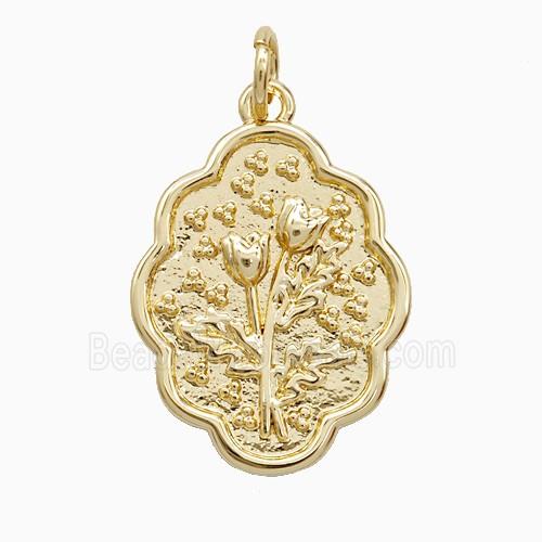 Enamel Copper Pendant, Gold Plated