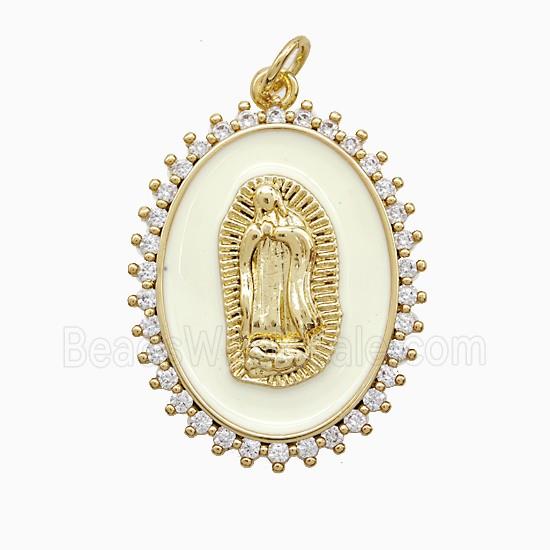 Enamel Copper Pendant, Gold Plated