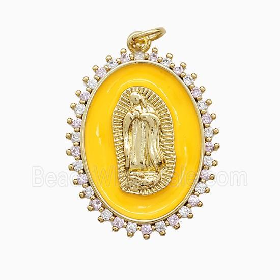 Enamel Copper Pendant, Gold Plated
