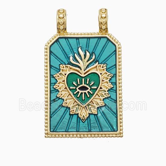 Enamel Copper Pendant, Gold Plated