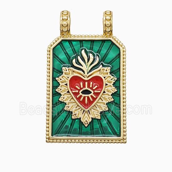 Enamel Copper Pendant, Gold Plated