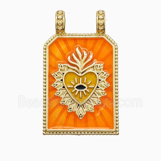 Enamel Copper Pendant, Gold Plated