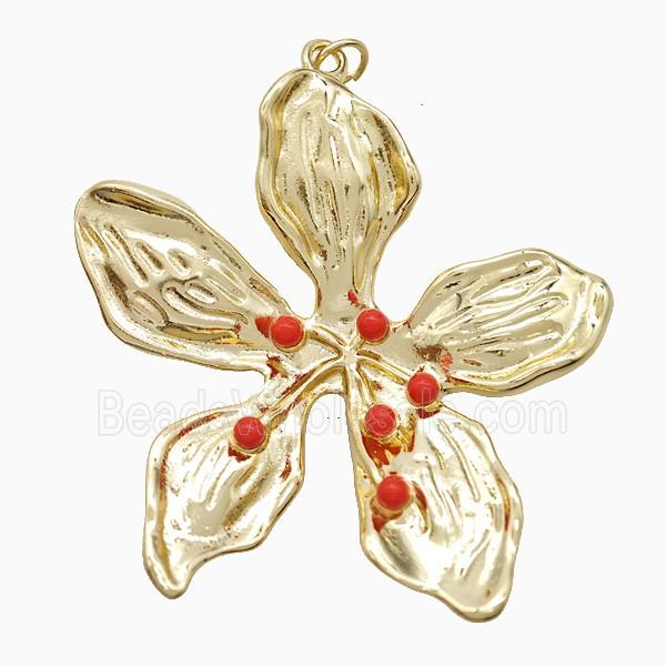 Enamel Copper Pendant, Gold Plated