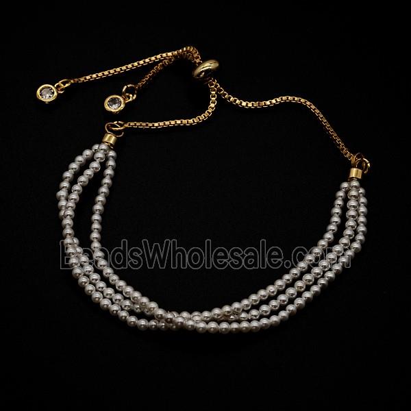 Copper Bracelet with resin pearlize Bead, Gold Plated