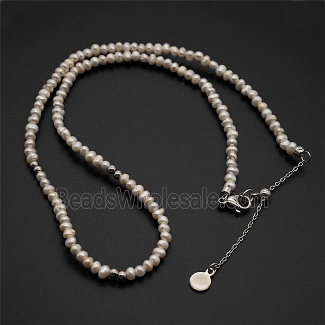Copper Necklace with pearl Bead, Gold Plated