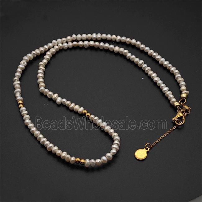Copper Necklace with pearl Bead, Gold Plated