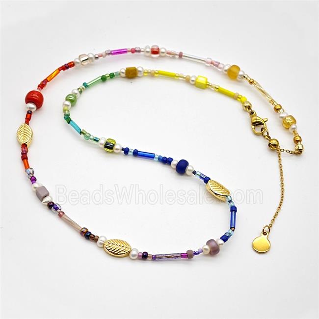 Copper Necklace with pearl Bead, Gold Plated