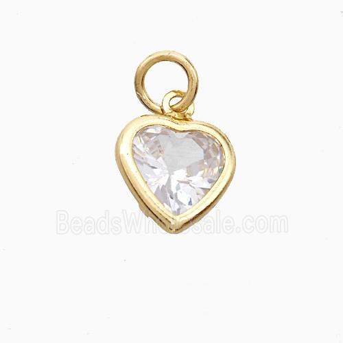 Cubic Zirconia Heart Pendant Copper Gold Plated