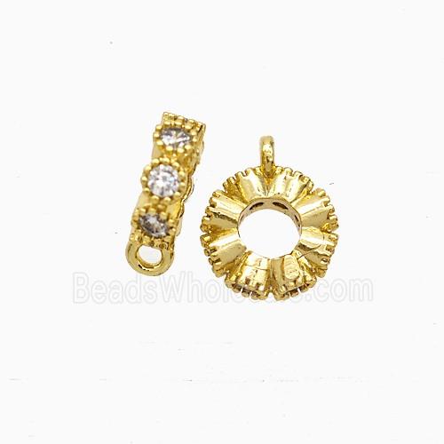 Copper Pendant Pave Zircon, Gold Plated
