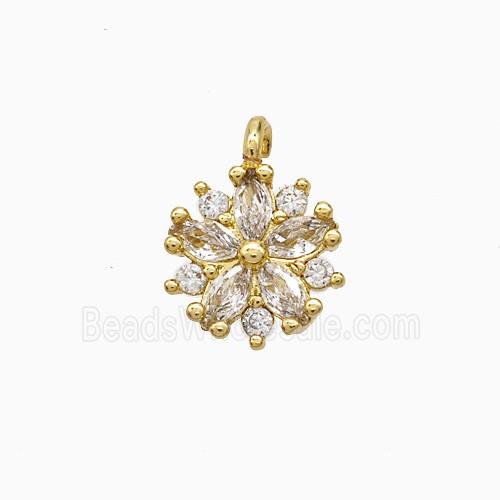 Copper Pendant Pave Zircon, Gold Plated