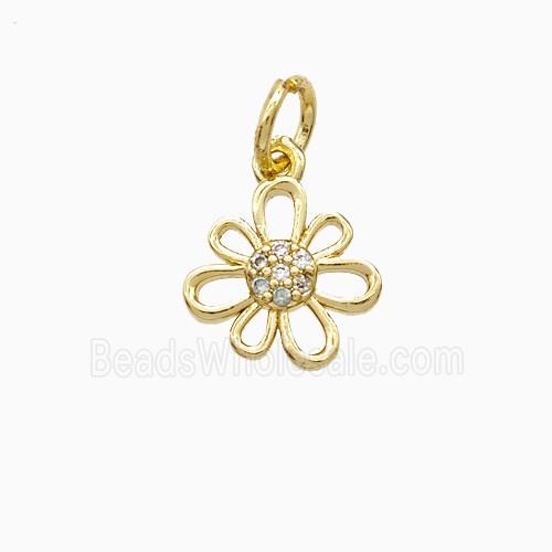 Copper Pendant Pave Zircon, Gold Plated