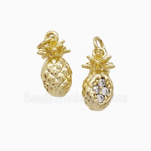 Copper Pendant Pave Zircon, Gold Plated