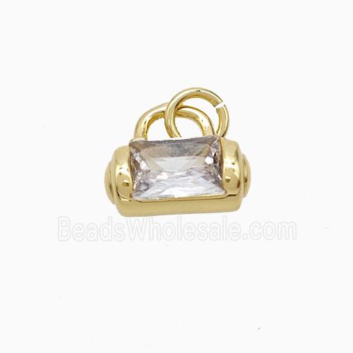 Copper Pendant Pave Zircon, Gold Plated