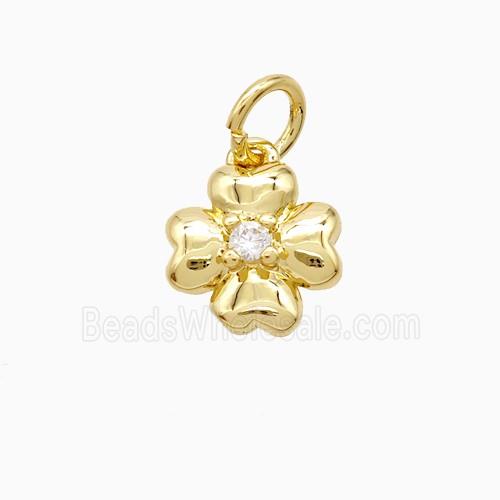 Copper Pendant Pave Zircon, Gold Plated