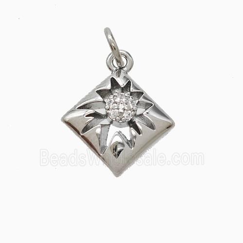 Copper Pendant Pave Zircon, Gold Plated