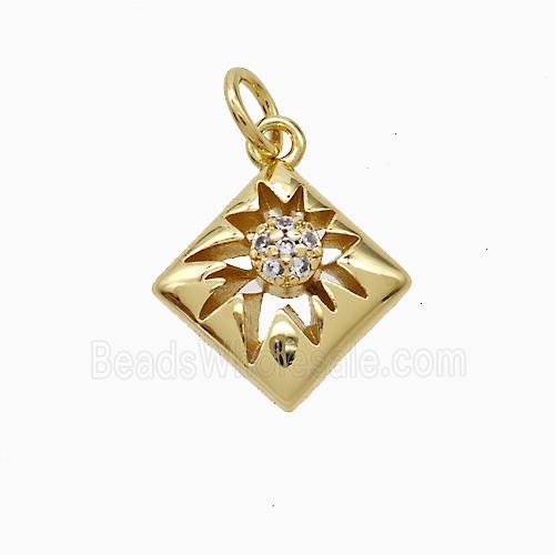 Copper Pendant Pave Zircon, Gold Plated