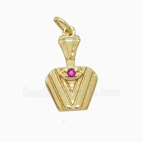 Copper Pendant Pave Zircon, Gold Plated