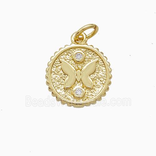 Copper Pendant Pave Zircon, Gold Plated