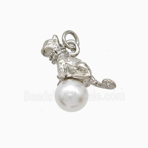 Copper Leopard Pendant Pave Resin Platinum Plated