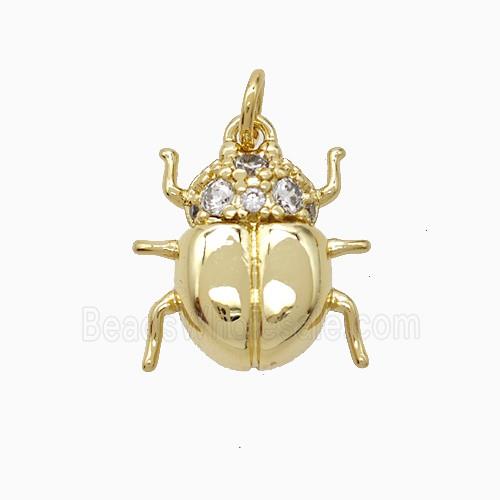 Copper Pendant Pave Zircon, Gold Plated