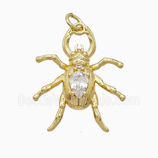 Copper Pendant Pave Zircon, Gold Plated