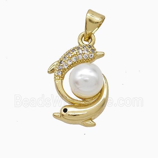 Copper Pendant Pave Zircon, Gold Plated