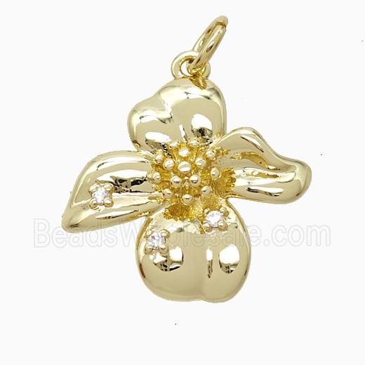 Copper Pendant Pave Zircon, Gold Plated
