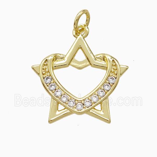 Copper Pendant Pave Zircon, Gold Plated