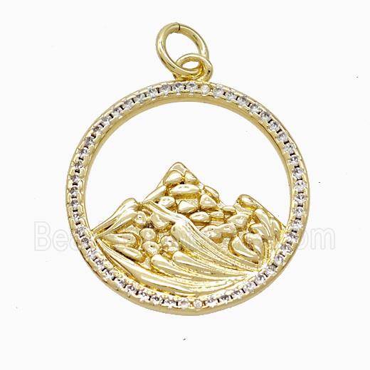 Copper Pendant Pave Zircon, Gold Plated