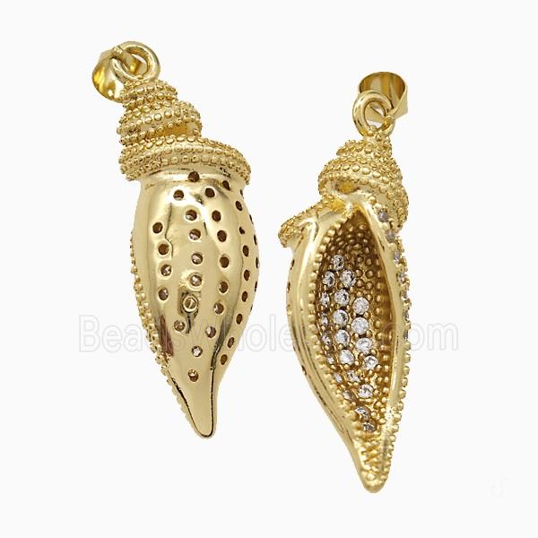 Copper Pendant Pave Zircon, Gold Plated