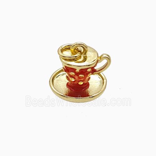 Enamel Copper Pendant, Gold Plated