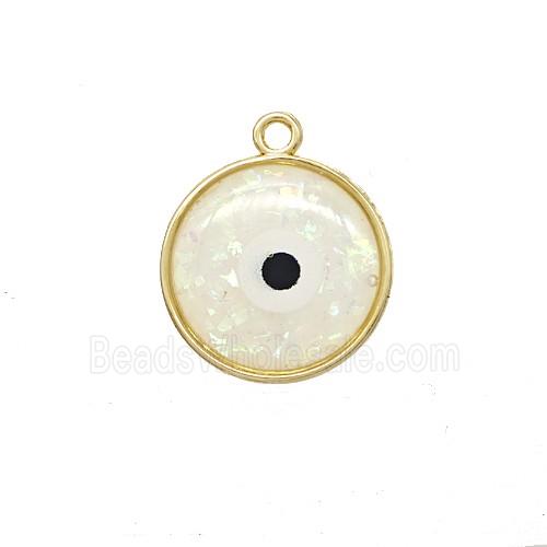 Copper Circle Pendant Pave Resin Gold Plated