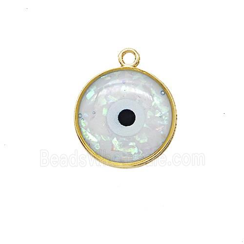 Copper Circle Pendant Pave Resin Gold Plated