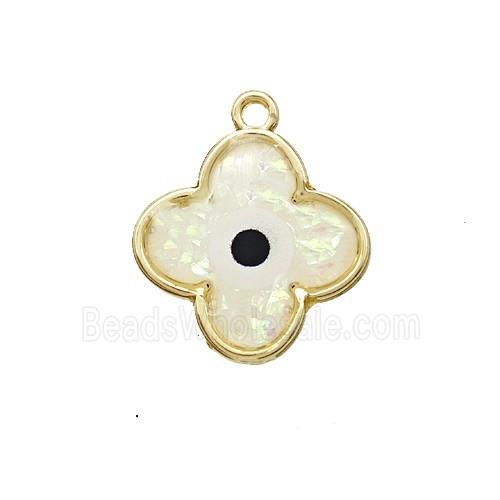 Copper Clover Pendant Pave Resin Gold Plated