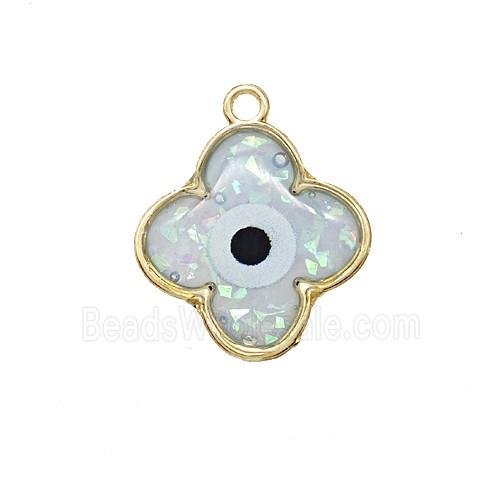 Copper Clover Pendant Pave Resin Gold Plated